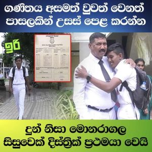 සාමාන්‍ය පෙළ  ගණිතය විෂය අසමත් වීම නිසා අනාගතය අඳුරු වන්නට ගොස් තවත් පාසලකින් ලැබුණු අවස්ථාවෙන්   උසස් පෙළ විභාගයේ මොනරාගල දිස්ත්‍රික් ප්‍රථමයා වන්නට වාසනාව හිමිවූ තිළිණ ධනංජය
